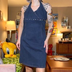 Vintage 90s Denim California Concepts Halter Dress